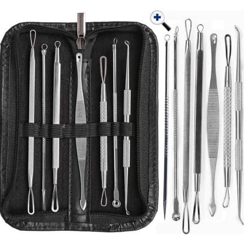 7 in 1 Different Styles POP Blackhead Pimple Blemish Comedone Acne Extractor Remover Tool Set Kit Face Cleaning With Storage Bag