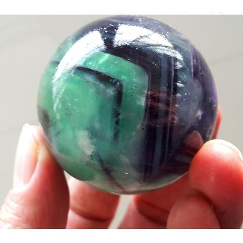 Natural color fluorite quartz crystal ball luster healing 40MM