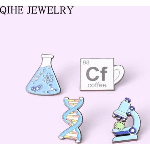 Science Chemistry Enamel Pin Pharmacist Brooches DNA Biological Experimental Tool Badge Lapel Jewelry Gift for Friends Wholesale