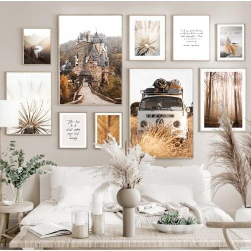 Dandelion Castle Fall Grassland Vintage Van Wall Art Canvas Painting Nordic Posters And Prints Wall Pictures For Living Room