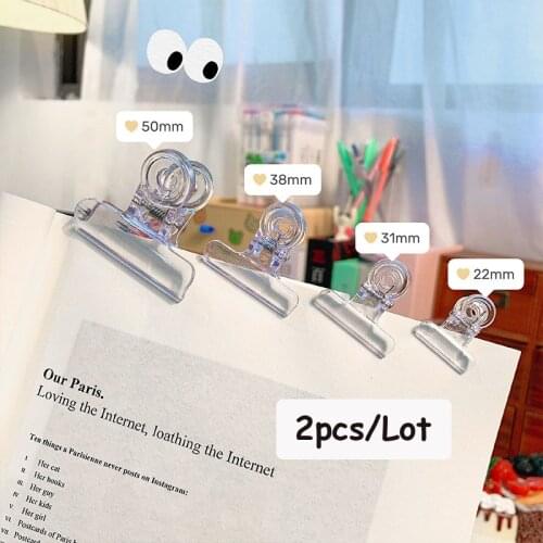 SKYSONIC 2pcs/lot 22 31 38 50mm Transparent Stationery Clips Spiral For Binding Ring Binder clips For Notebooks Paper Cards