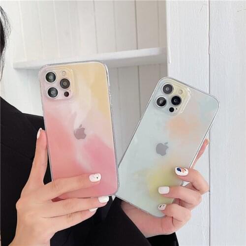Clear Colorful Gradient Case For For iPhone 11 12 Pro Max 8 7 Plus X XR XS Max 12 Mini SE 2020 Soft Camera Protection Back Coque