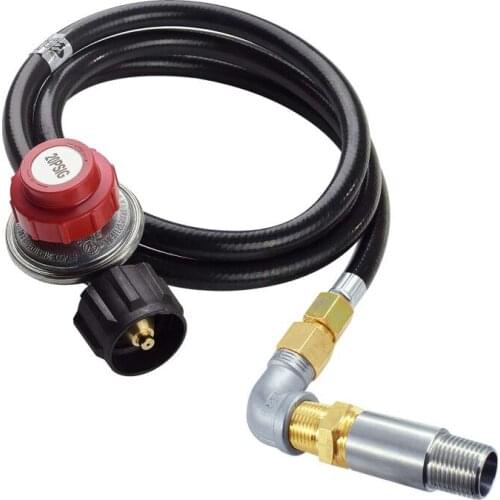 Earth Star 10FT 20PSI Adjustable Propane Regulator Hose with Brass Orifice and Air Mixer Kit 150,000 BTU for Fire Pit, Fireplace