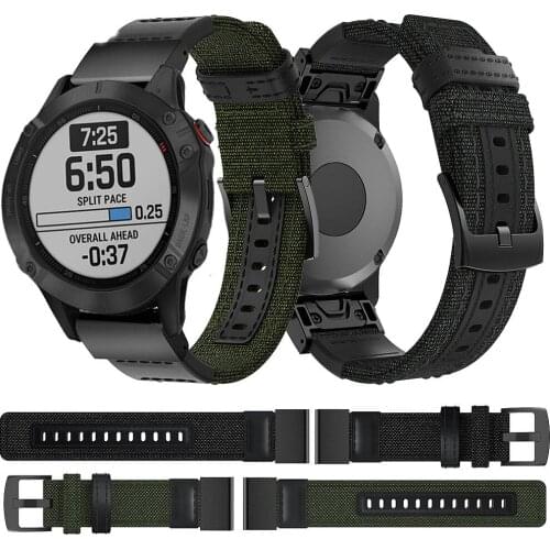 22MM Metal Easy Fit Straps For Garmin Fenix 6/6Pro/5 Plus/Approach S60/Quatix 5 Smart Watch Band Nylon+Leather Wristbands Correa