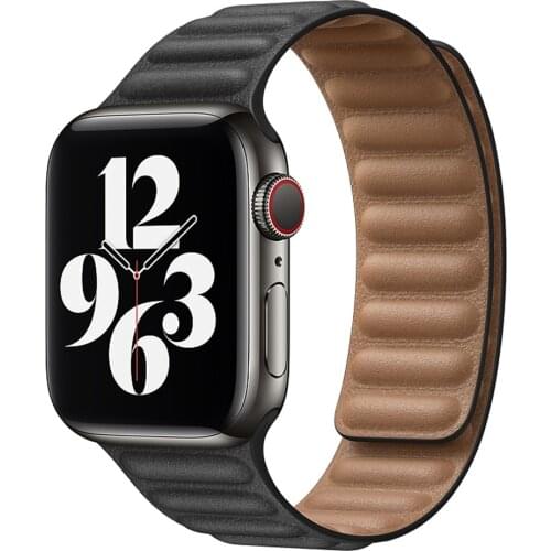 Silicone/Leather Link For Apple watch band 40mm 44mm 42mm 38mm 42 mm 1:1 Magnetic Loop bracelet iWatch series 6 5 4 3 2 SE strap