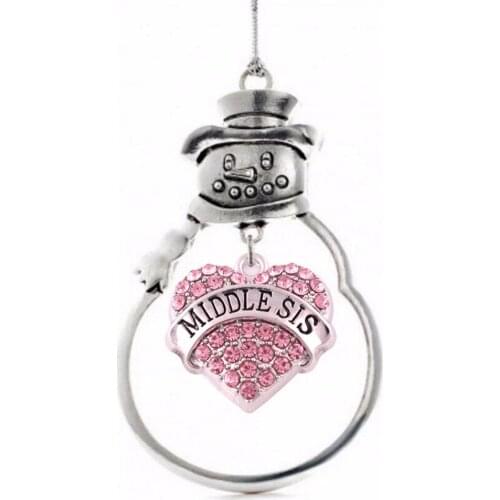 Christmas Gift Jewelry Center of Metal SnowMan Crystal Heart MIDDLE SIS christmas ornament pendant