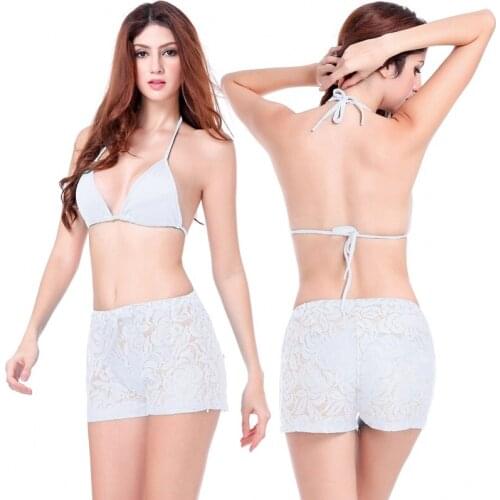 Sexy Hip - Up 2020 Leisure Loose Style Floral Pattern Cover Up Beach Wears Adjustable Tie Sexy Petty Lace Short Pants