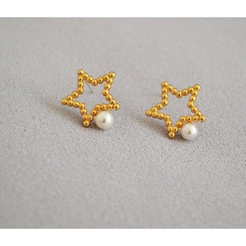 Trendy Pearl Star Women Stud Earrings Sweet Simple Earrings Bohemian Fashion Earrings For Women Statement