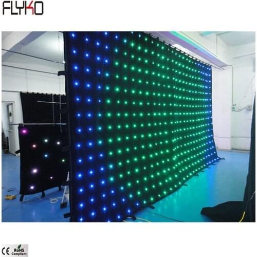 Flyko Hot sales 2019 foldable fireproof led video cloth live show P100mm 4x4m flexible led video curtain LED video wall