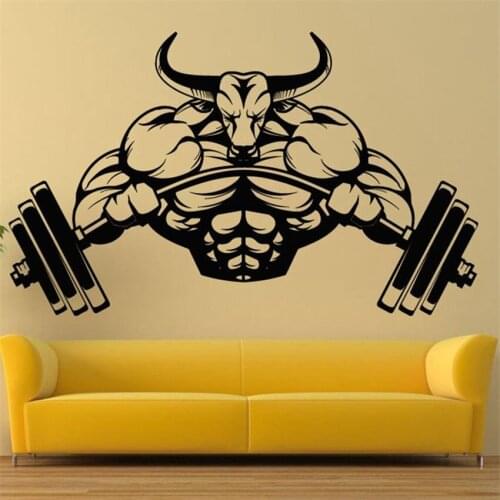 Gym Sticker Fitness Bodybuilding Posters Muscle Dumbbell Vinyl Decor Sports Gym Sticker Home Decoration