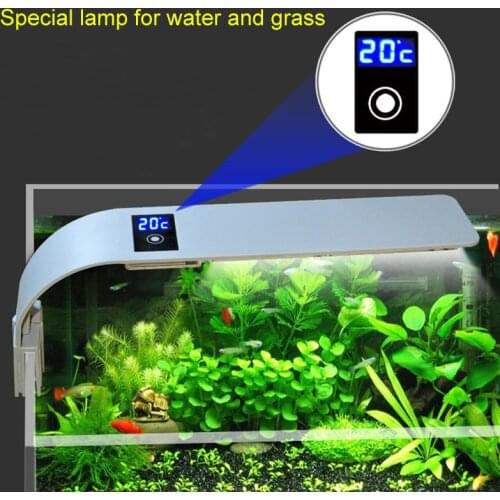 15W Super Slim LED Aquarium Light Plants Grow Lighting Fish Tank Touch Lamp Temperature Measure Waterproof Clip-on Lamp EU Plug