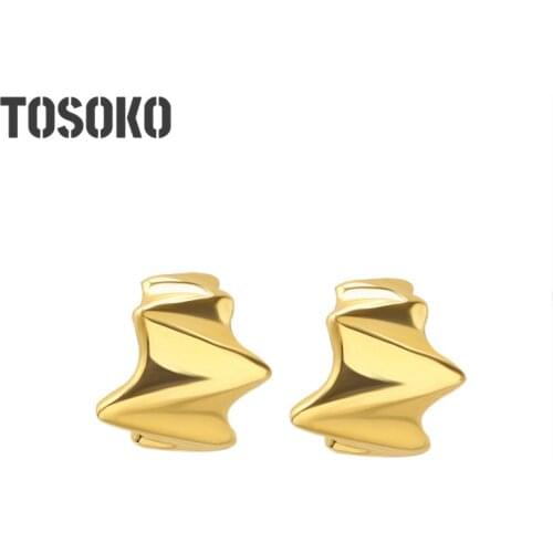 TOSOKO Stainless Steel Jewelry Irregular Geometry Earrings Womens Fashion Water Earrings BSF406