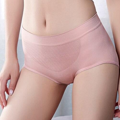 3D honeycomb briefs Japanese large size seamless midwaist cotton crotch briefs for ladies