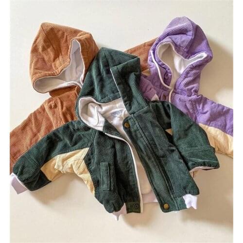 Spring Autumn Kids Casual Jacket Girls Boys Corduroy Coats Little Boys Girls Winter Hooded Outerwear Children Costume 1-6Y