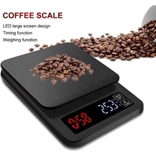 LCD Digital Electronic Drip Coffee Scale with Timer 3kg 5kg 0.1g Kitchen Baking Coffee Weight Balance USB Drip Scale Timer