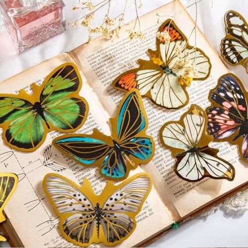 Vintage Retro Fragrant Butterfly Dream Diary PET Sticker Journal Scrapbooking Decoration Label Retail