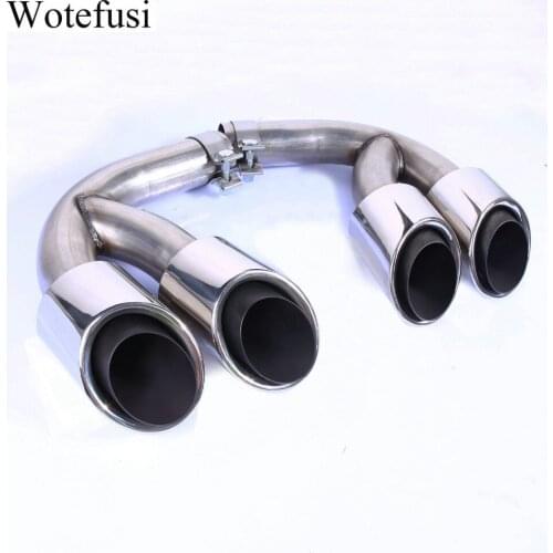 Wotefusi Exhaust Pipes Muffler Tail Tip For 2018 2019 2020 Porsche Cayenne 3.0T Gloss Silver [QPA525]