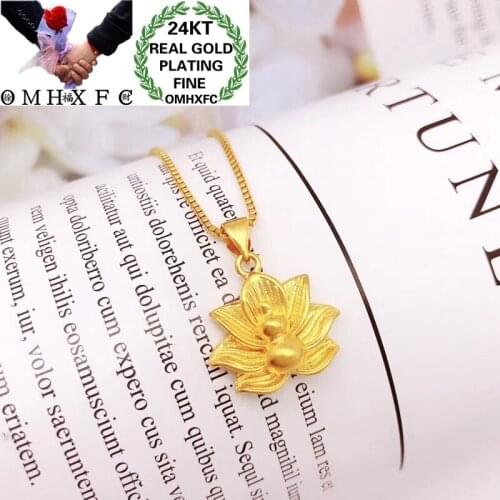 OMHXFC Jewelry Wholesale YM320 European Fashion Woman Girl Party Birthday Wedding Gift Lotus Calabash 24KT Gold Pendant Charm