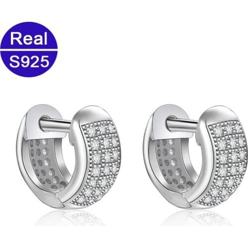 Red Trees Brand Womens Fine Accessories Fashion Small Cute Zircon 925 Sterling Silver Hoop Earrings For Women