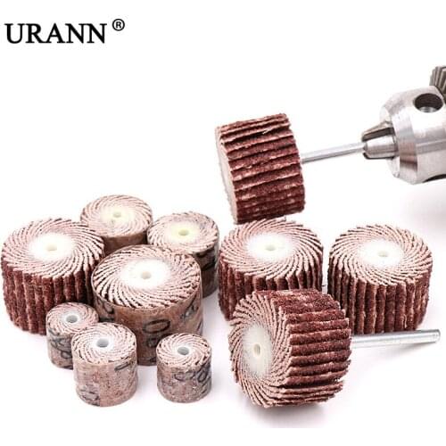 URANN 10Pcs Sandpaper Grinding Flap Wheels Brush Abrasive Grinder Rotary Dremel Tools Polishing Wheels 10-20mm Sanding Flap Disc