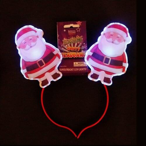 10pcs Women Girls Boy Santa Claus Christmas Tree Luminous Headband Hair Hoop Holiday Party Headdress Flash Accessories