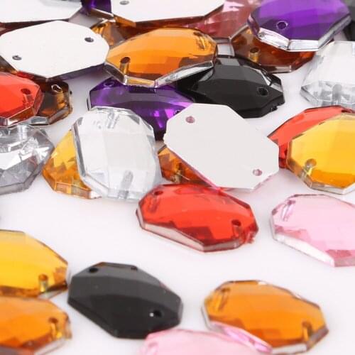 100Pcs 10*14mm Sewing Crystal Flatback Rhinestones Sew On Strass Crystals Stones Acrylic Beads For Clothes Decoration DIY Craft
