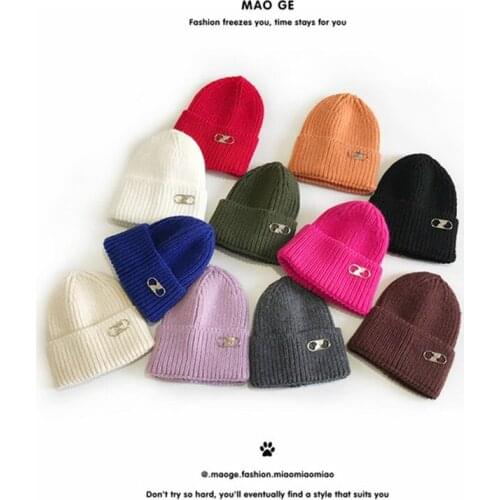 2020 Winter Warm Hats for Women Men Knitted Hat Fashion Casual Adult Hats and Caps Unisex Buckle Skullies Beanies Accessories