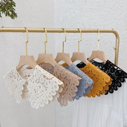 2021 4 Styles Fake Collars Shawl O-Neck Doll False Collar Shirt Women Hollow Crochet Lace Detachable Collar Half Shirt Faux Col
