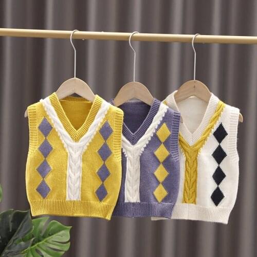 2021 Baby Girls Sweaters Baby Spring Sleeveless Pullover Vest Baby Boys Sweaters Knit Causal Vest Kids Toddler Autumn Outerwear