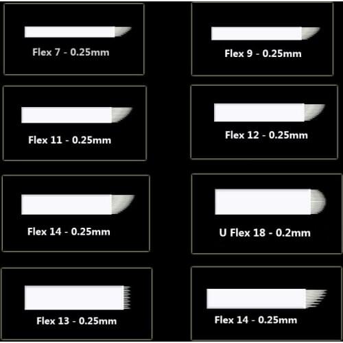 500Pcs Microblading Needles 0.25mm 12/14/16/18/21U Shape Blades Eyebrow For Tattoo Permanent Makeup Manual Pen