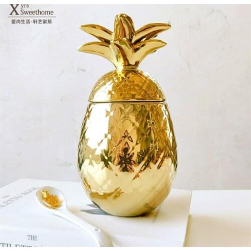 American brand Gold pineapple cold drink cup mixing cup goblet creative water cup storage can decoration