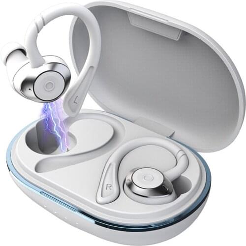 TWS wireless bluetooth 5.0 headset,clear calls,sports fitness yoga off-road, IPX7 waterproof earhooks 3D stereo with microphone