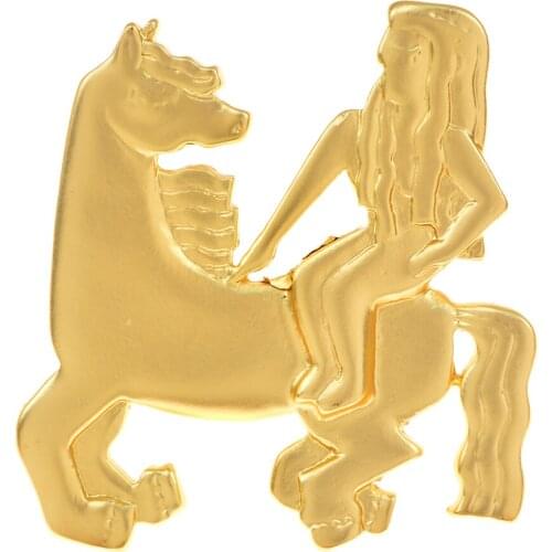 CINDY XIANG Ride A Horse Person Brooch Vintage Matte Gold And Silver Color Animal Fashion Jewelry Women And Men Gift