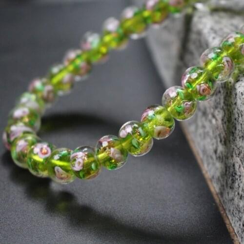 20Pieces/Lot 10mm*8mm Lampwork Glass Beads Flower Abacus Beads Olive Green Color for jewelry making