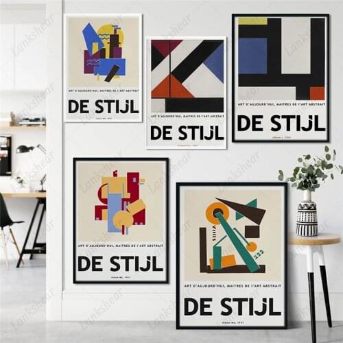 De Stijl Geometric Artwork Exhibition Posters and Prints Gallery Wall Art Hd Pictures Canvas Painting for Living Room Home Decor