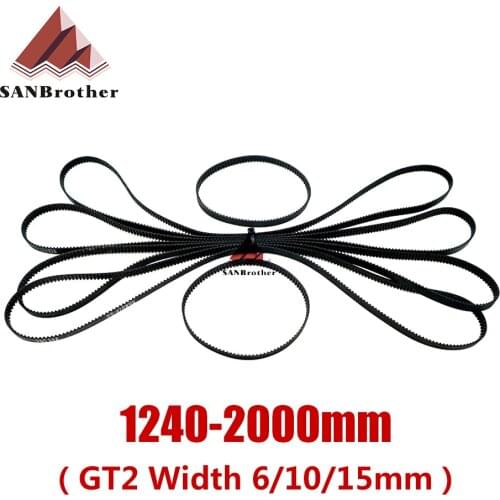 3D Printer Parts GT2 Closed Loop Timing Belt Rubber 2gt 6mm 1240 1250 1310 1324 1340 1350 1360 1440 1512 1524 1540mmSynchronous