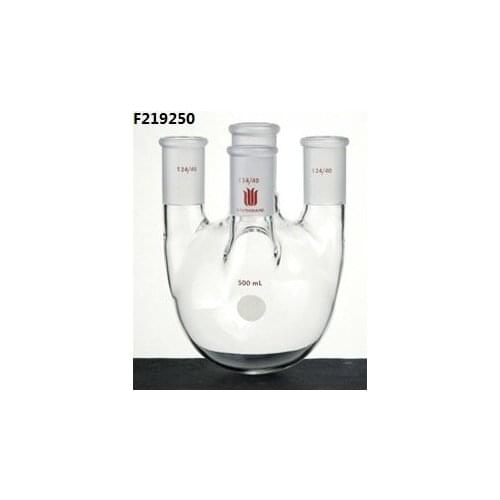 F219250 Flask, Round bottom,4-neck,Vertical, Capacity:250ml, Center joint:19/22, Side Joint:14/20, Front Joint:14/20