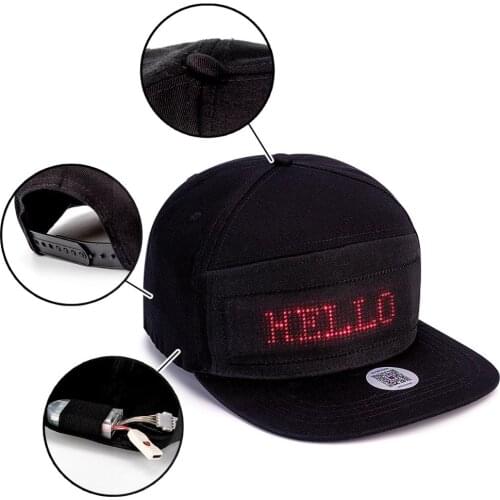 Black Hip Hop DJ Sports Summer Sunshade Hat Mens and Womens Bars Show Bluetooth led Advertising Display Hat