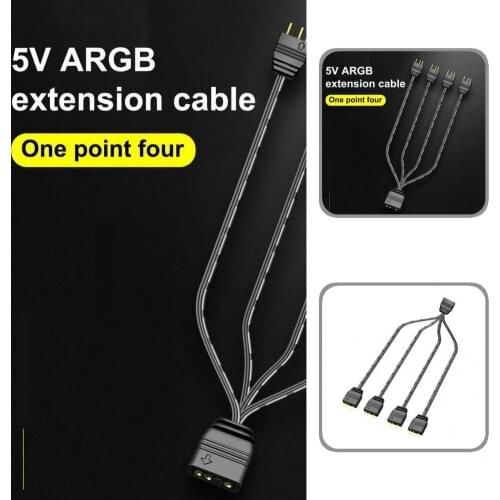 Compact COOLMOON Useful 1 to 4 Mainboard ARGB Splitter Lightweight ARGB Splitter Cable Replacement for PC