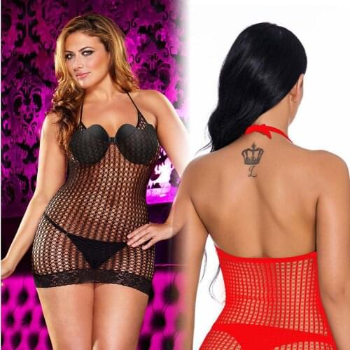 Backless Mini dress Sexy dress lingerie teddy Fishnet Slim Backless halter Buttocks New Fashion style short dress