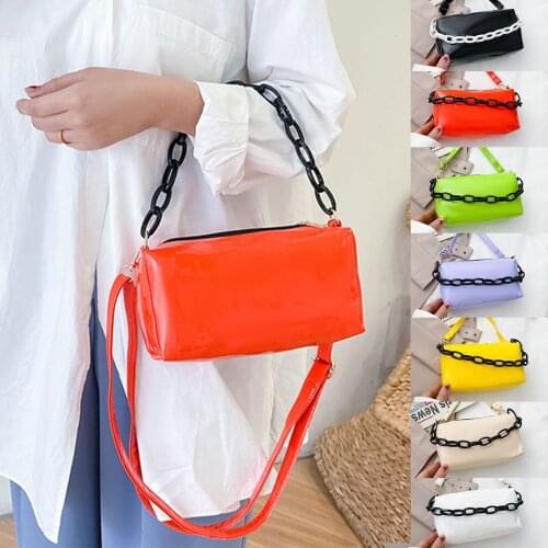 Fashion Women Underarm Bag Candy Color Small Square Crossbody Bags Summer Zipper Chain Handbag Single Shoulder Purse Messenger