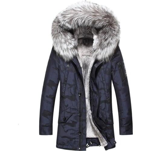 Real Fur Coat Men Rabbit Fur Coat Fox Fur Collar Winter Coat Men Real Fur Parka Mens Clothing 2020 Casaco MA7211ME062 YY1145