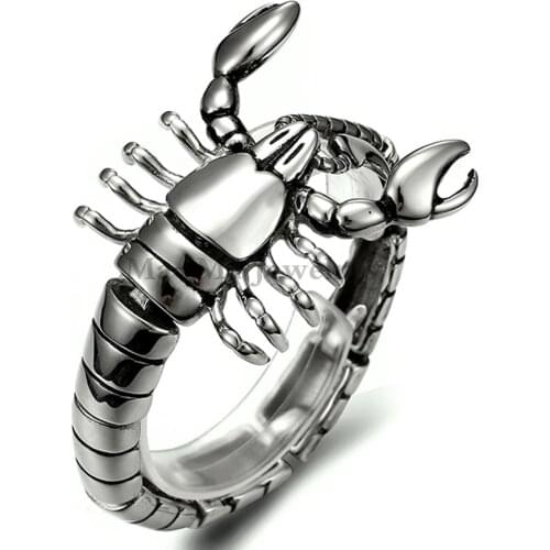 Cool Jewelry Mens Pure Stainless Steel 3D Scorpion Animal Image Bracelet