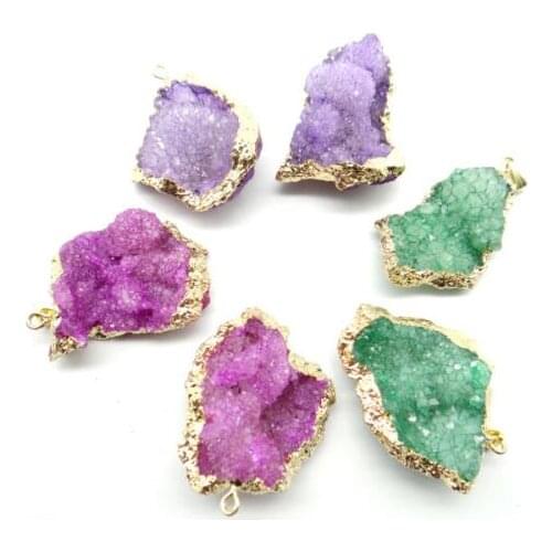 Natural stone Titanium Kristal Druzy Quartz Quartz Geode stone Onregelmatige vorm hanger crystal diy sieraden maken ketting 6pcs