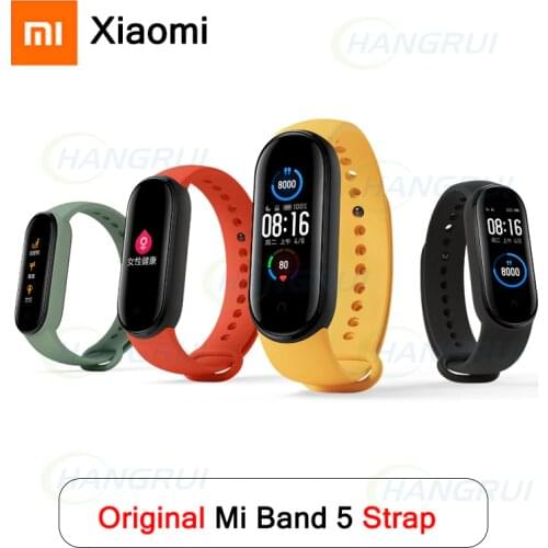 Original Xiaomi Mi Band 5 Strap Silicone Wristband Bracelet Xiaomi Mi Band 5 Miband 5 NFC Replacement Wrist Straps Yellow Orange