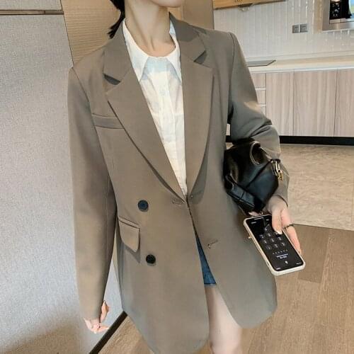 Jackets And Blazers Suit For Women Autumn 2021 Loose Casual Coffee Black Office Blazer Jacket Female Oversize Womens Suit e331