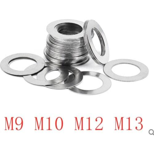 100PCS Stainless steel Flat Washer Ultrathin gasket Thin shim M9 M10 M11 M12 M13