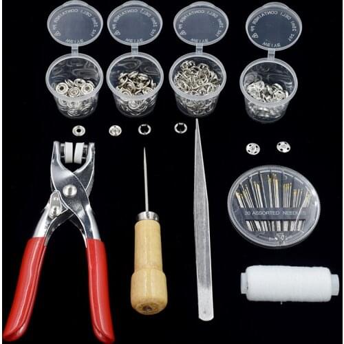 1pc Plier+1set sewing+50sets 9.5mm Prong Snap Buttons Fasteners Press Studs Poppers Buckle+20sets Childrens clothing buttons