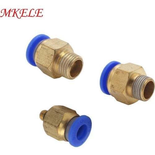 PC Series 04/06/08/10/12/14/16mm Straight Through Pneumatic Brass Pipe Connector And External Thread Pneumatic Fittings 1pcs