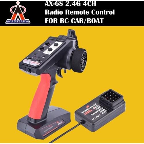 AUSTAR AX6S 2.4G 4CH Wireless Radio Remote Control Transmitter with Receiver for RC Car Boat Super Active Passive Anti-jamming